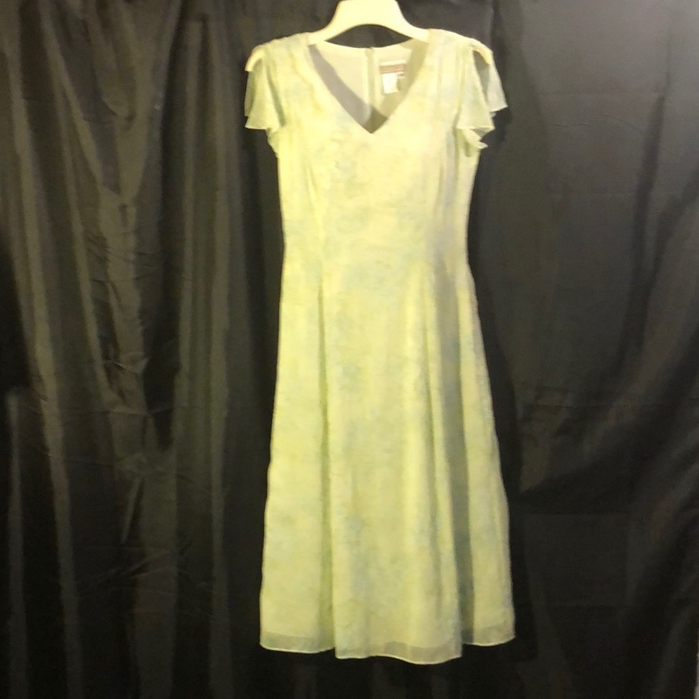 Tea length embroidered chiffon dress